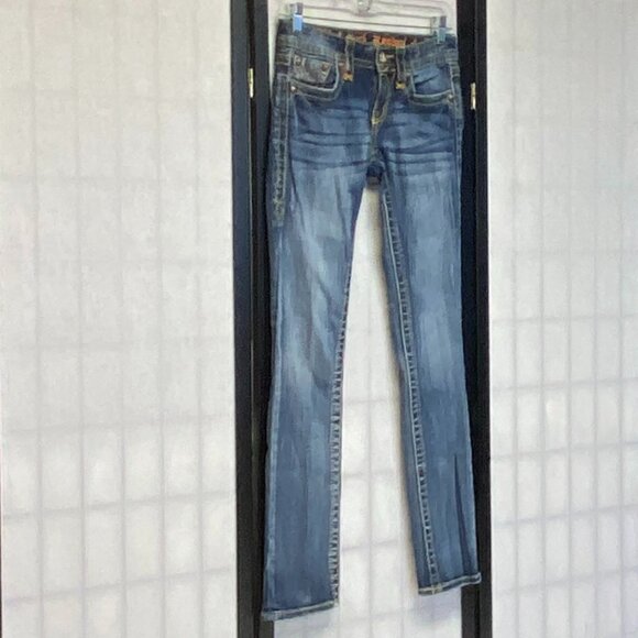 Low Rise Light Distress Jessica Straight Faded Denim Jeans 25 Rock Revival - Picture 4 of 16